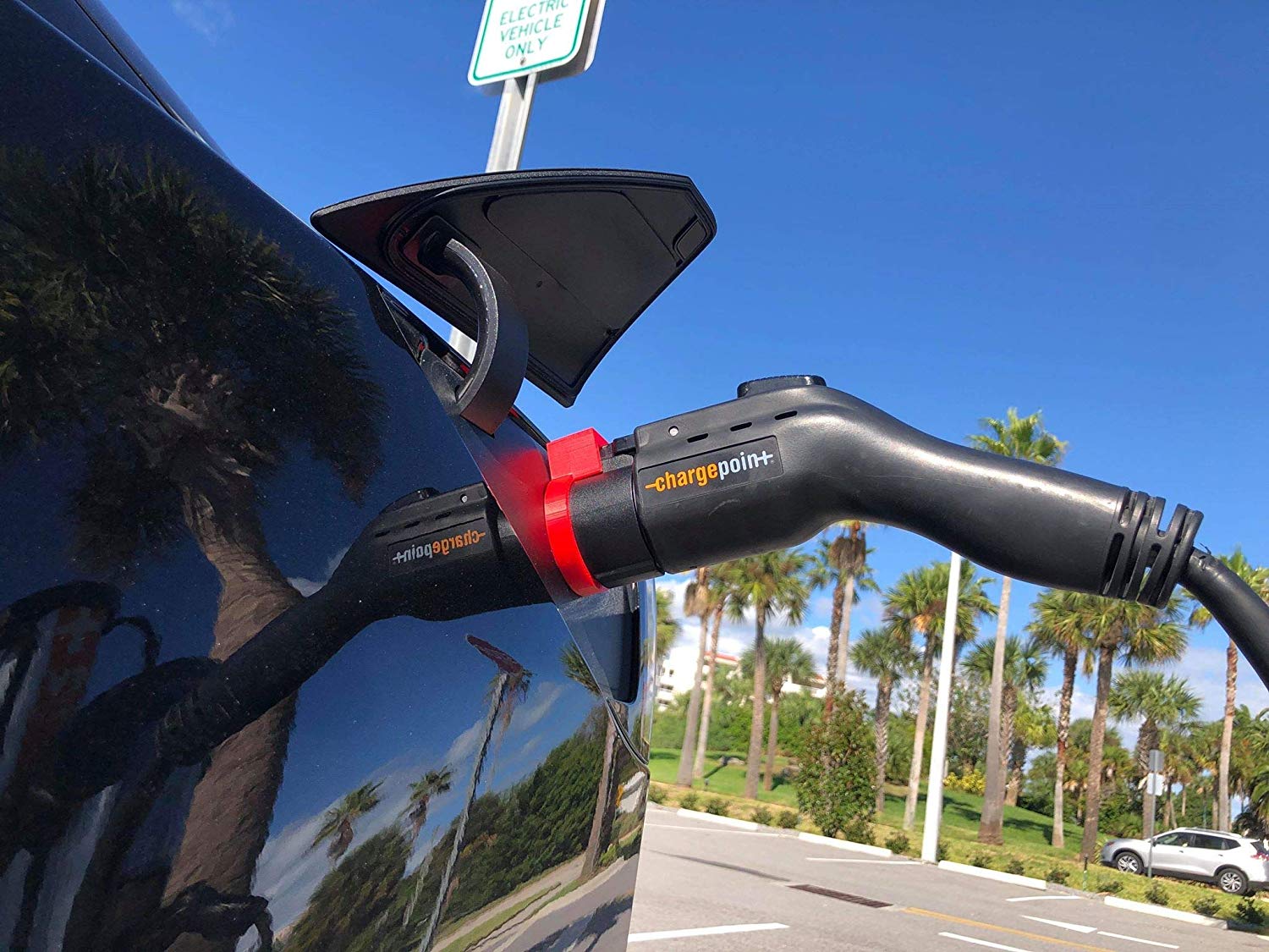 Model S Tesla Charger Lock for J1772 adapter locking at public charger